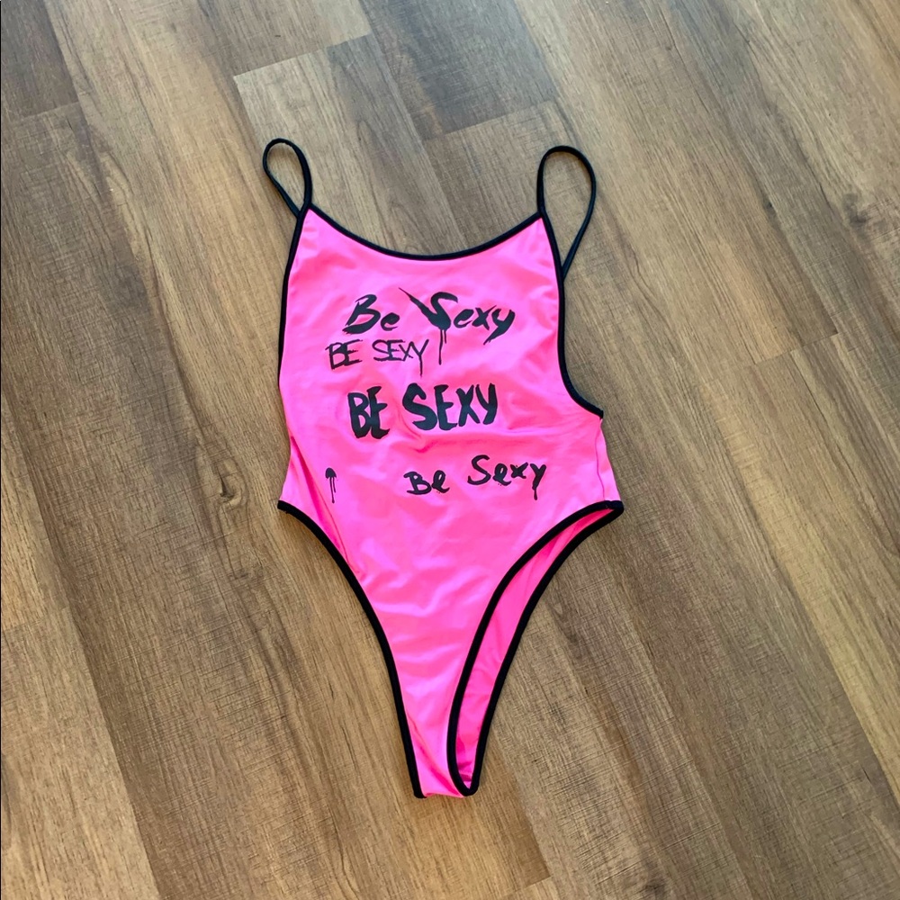 GSQ God Save Queens Sexy Hot Pink One Piece Swim